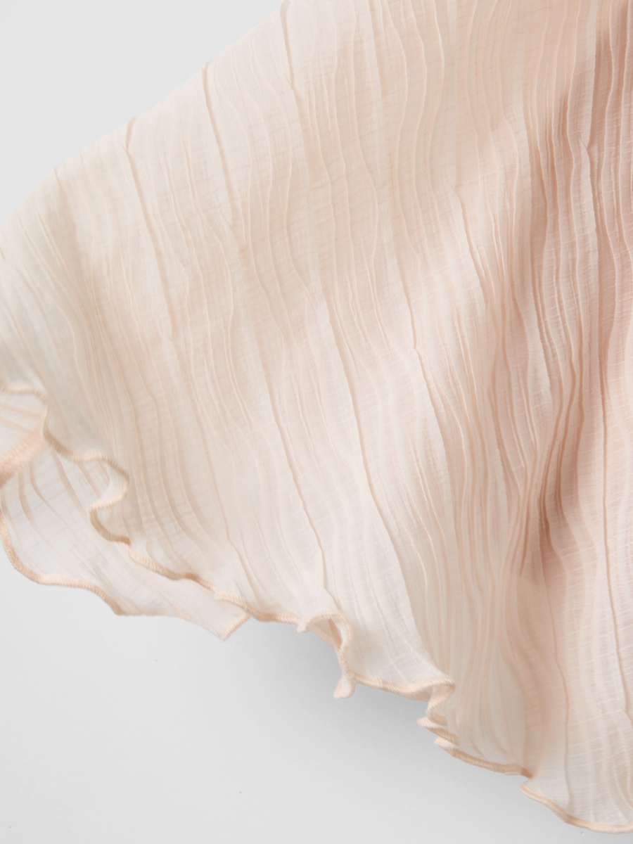 Peach Pleated Skirt with Elastic Waist