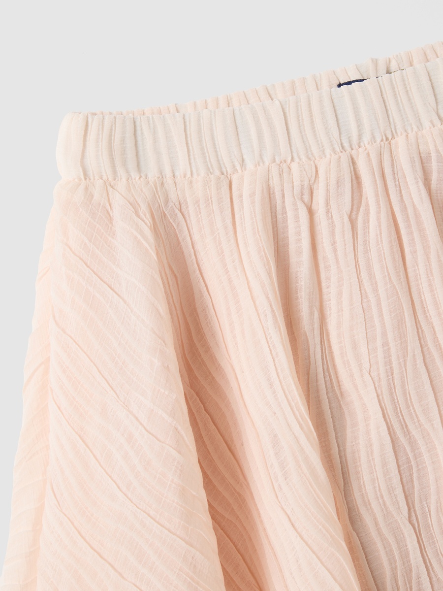 Peach Pleated Skirt with Elastic Waist