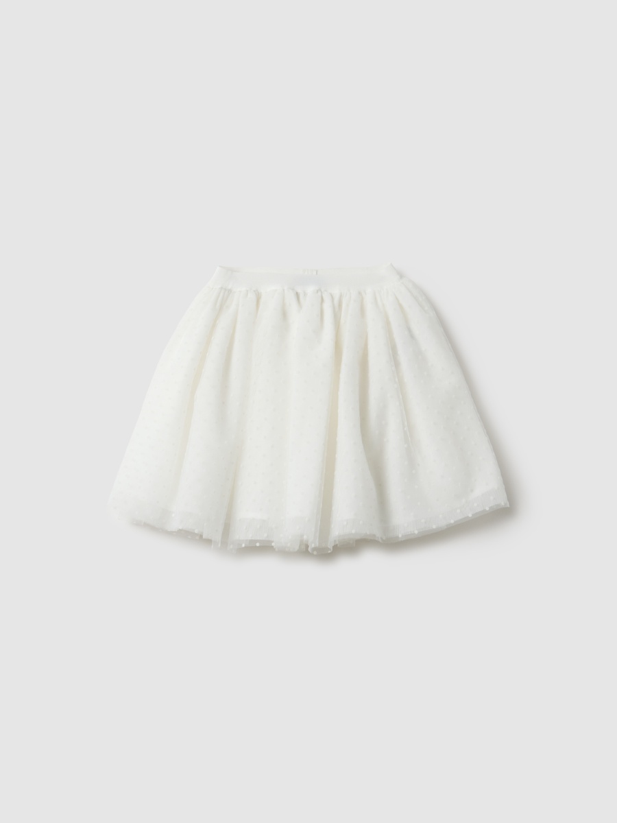 White Mesh Polka Dot Skirt
