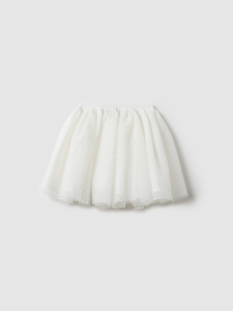 White Mesh Polka Dot Skirt