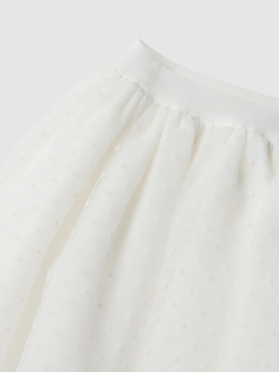 White Mesh Polka Dot Skirt
