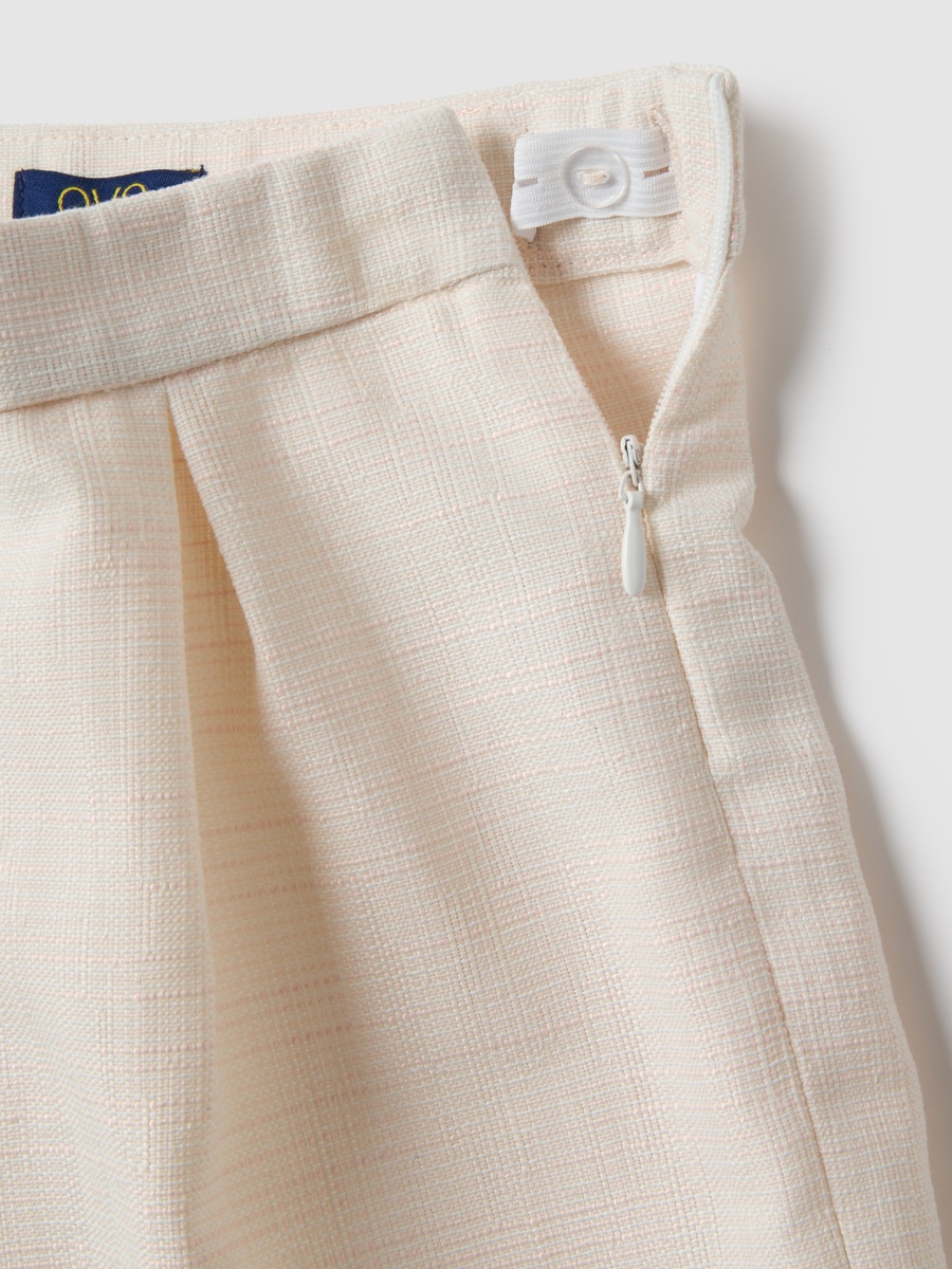Beige Wide-Leg Shorts with Pleated Details