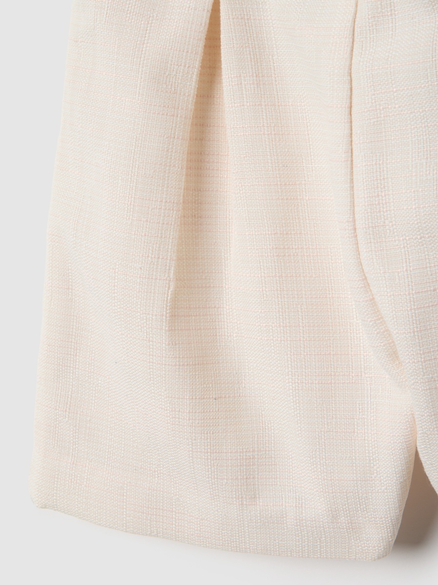 Beige Wide-Leg Shorts with Pleated Details