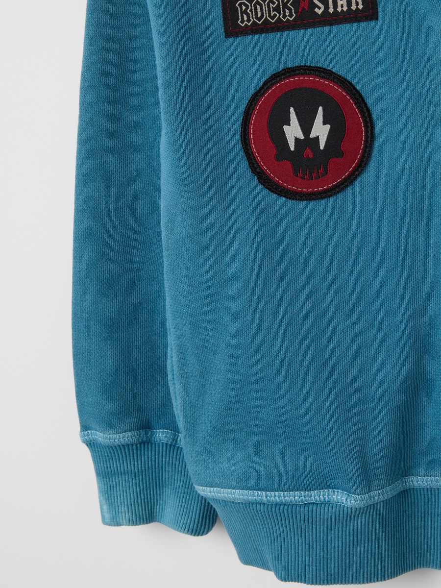 Blue Pure Cotton Regular Fit Sweatshirt