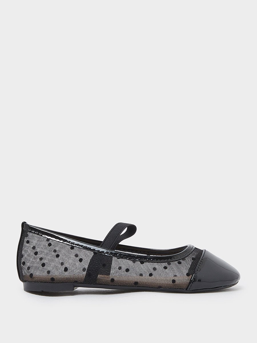 Girls Polka Dot Mesh Slip-On Ballerinas