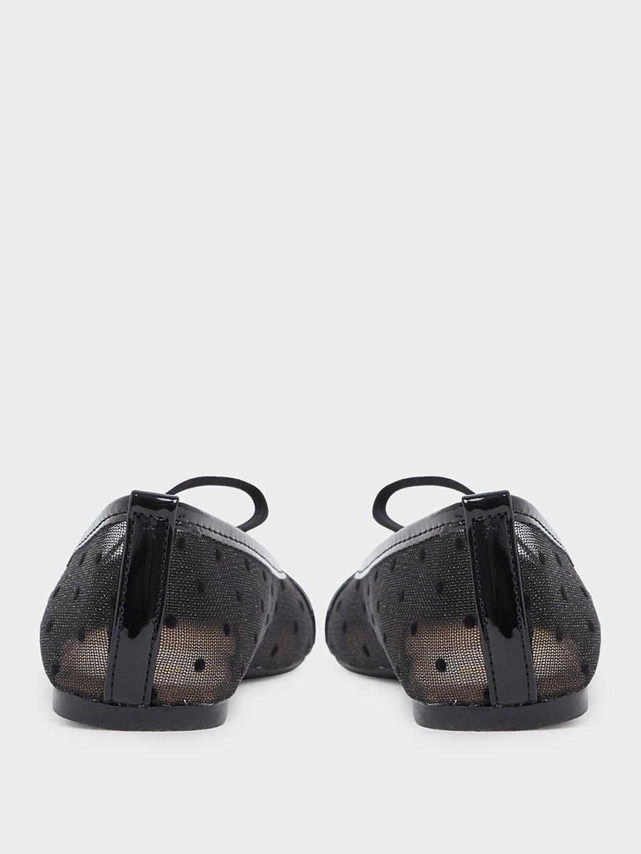 Girls Polka Dot Mesh Slip-On Ballerinas