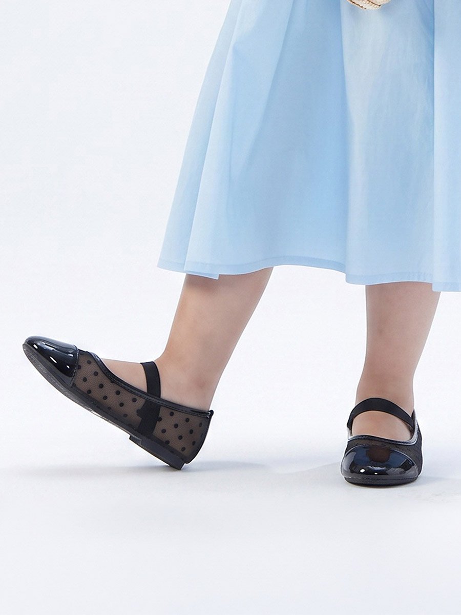 Girls Polka Dot Mesh Slip-On Ballerinas