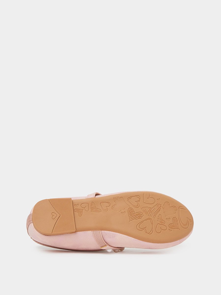 Pink Pearl Embellished Slip-On Ballerinas