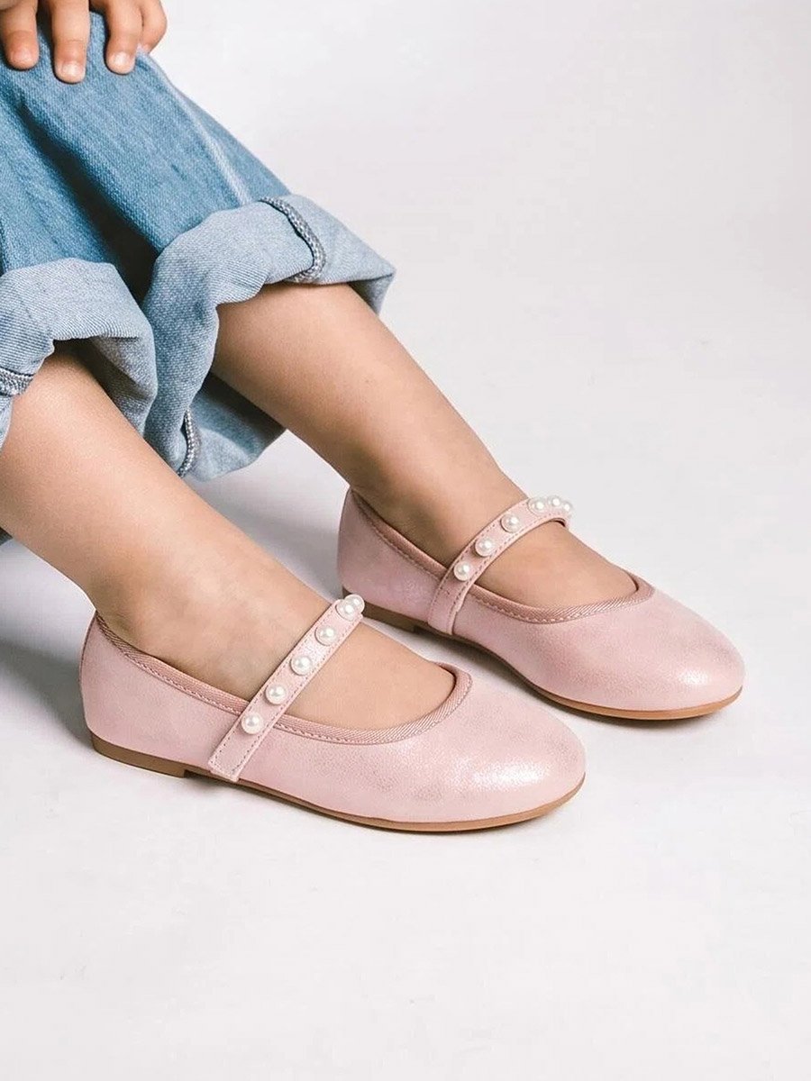 Pink Pearl Embellished Slip-On Ballerinas
