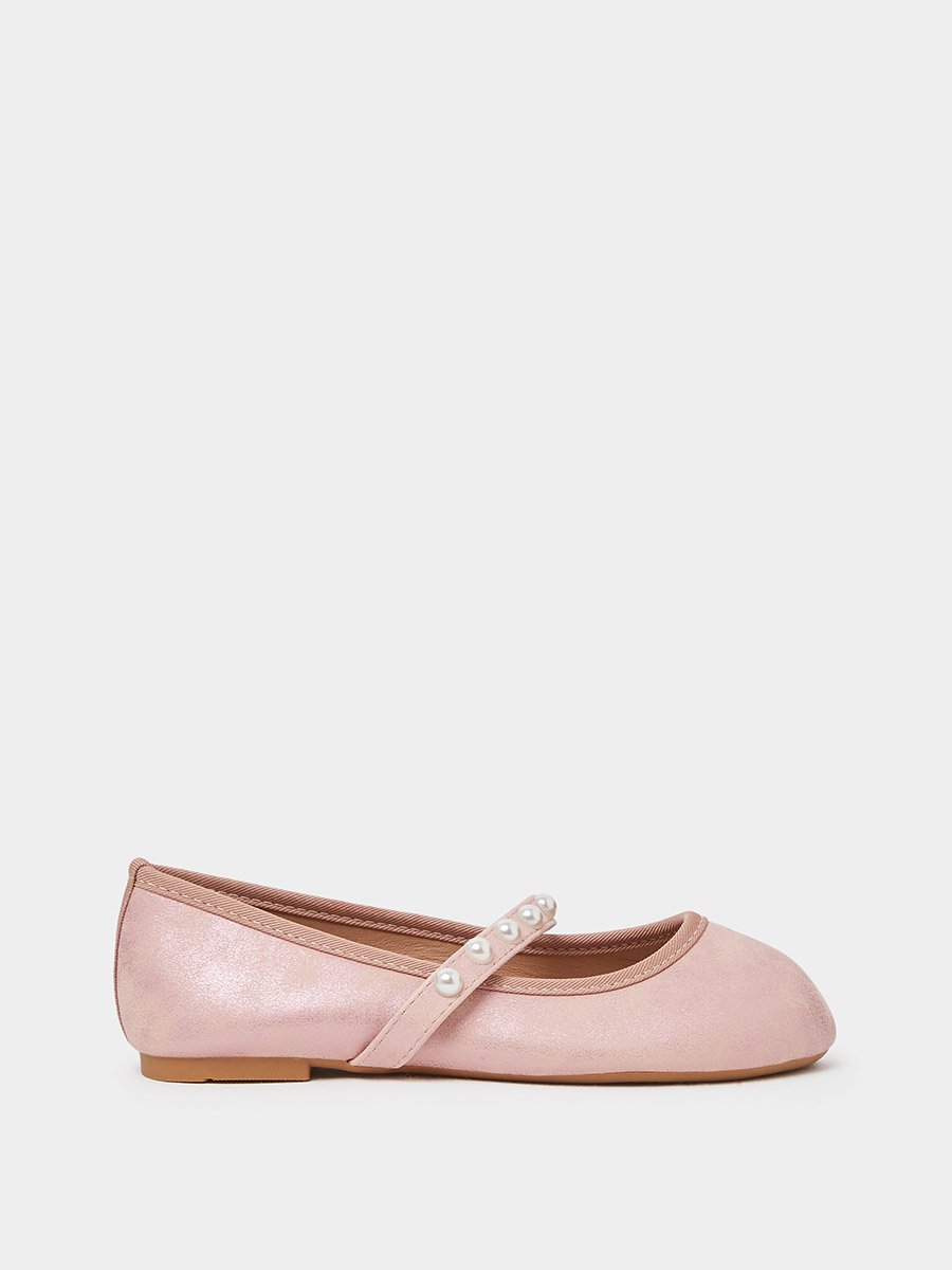 Girls Embellished Strap Slip-On Ballerinas