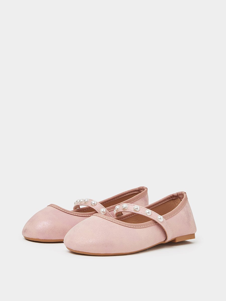 Girls Embellished Strap Slip-On Ballerinas