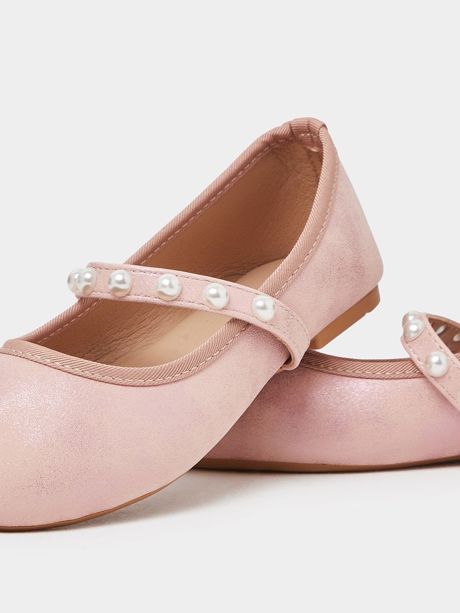 Girls Embellished Strap Slip-On Ballerinas