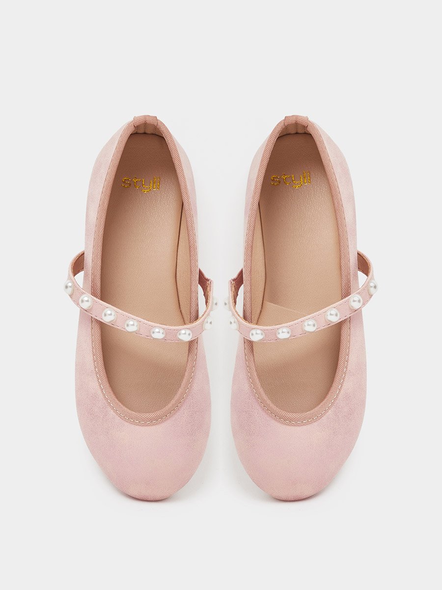 Girls Embellished Strap Slip-On Ballerinas