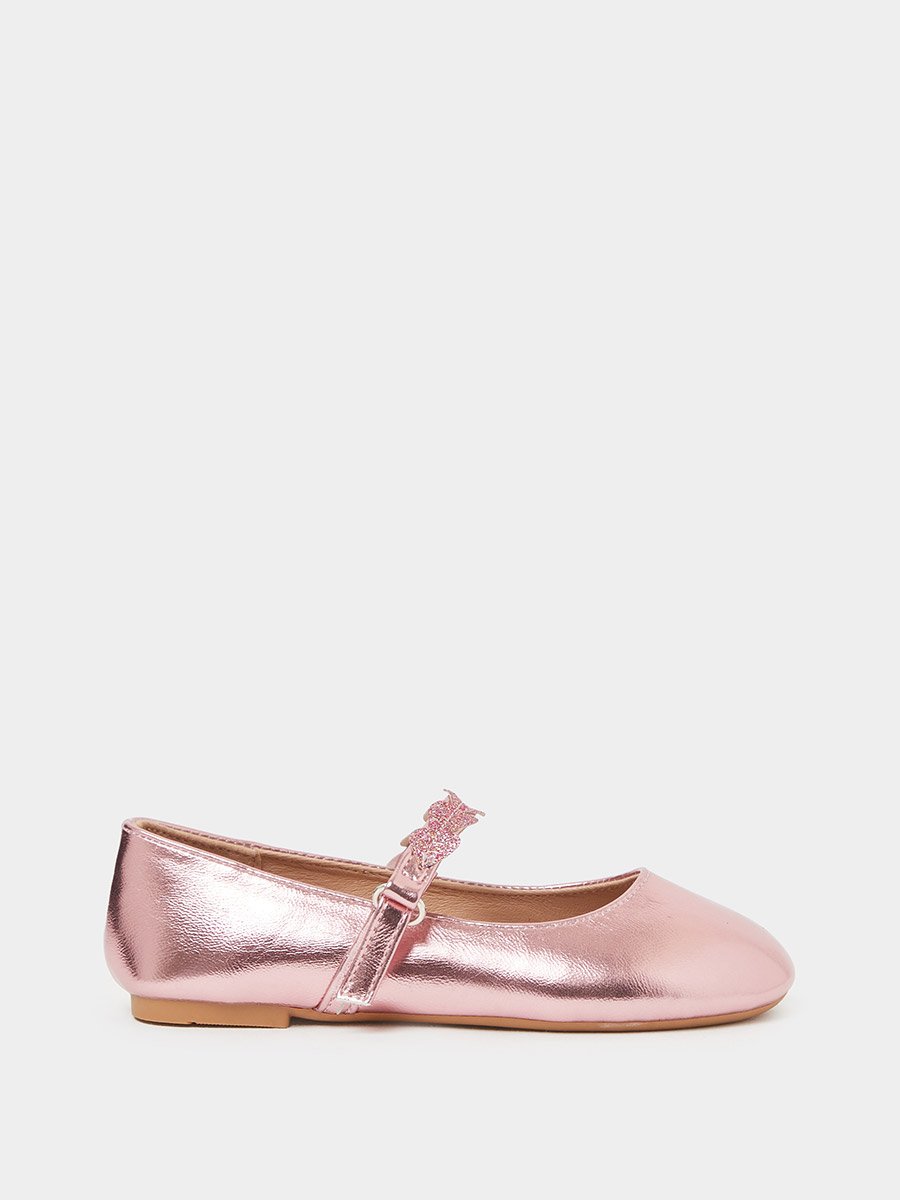 Girls Embellished Strap Ballerinas