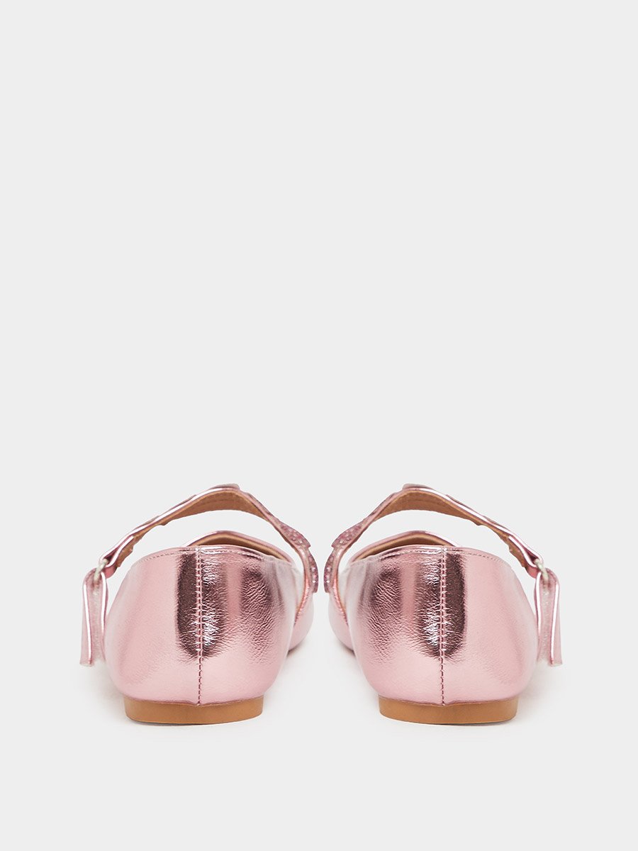 Girls Embellished Strap Ballerinas