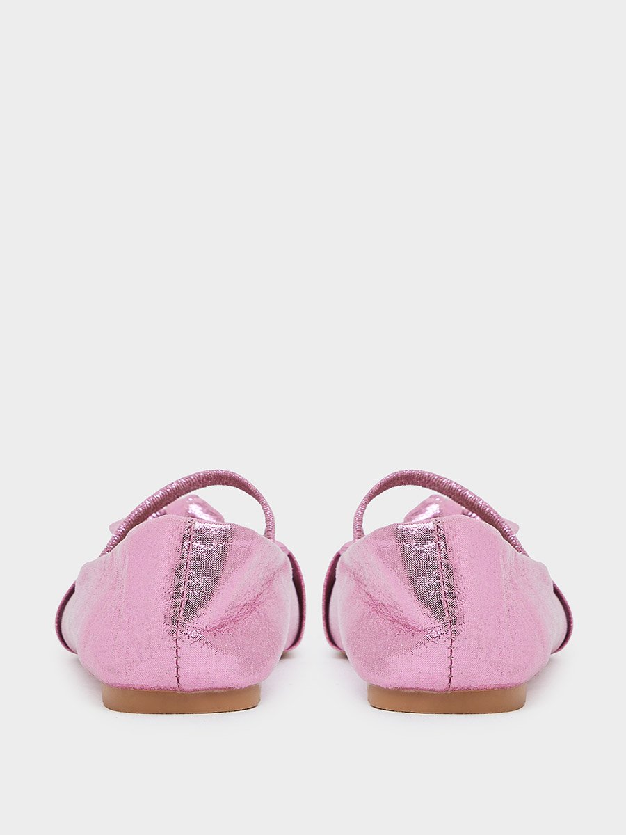 Girls Metallic Bow Ballerinas