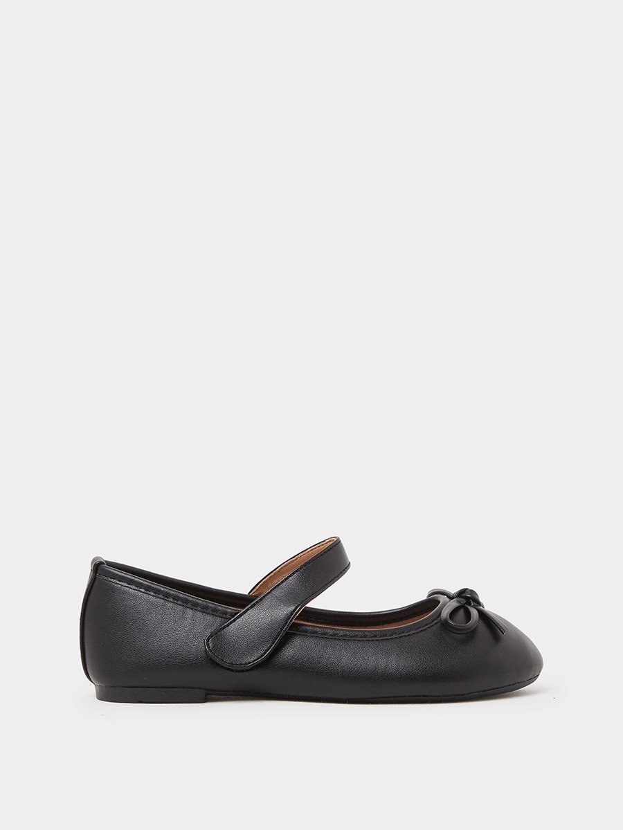 Girls Bow Detail Velcro Ballerina Shoes
