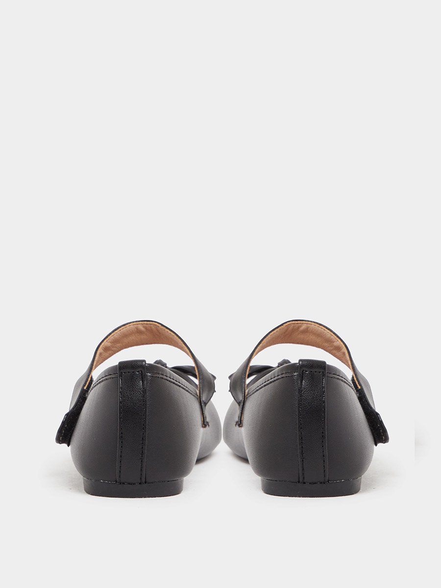 Girls Bow Detail Velcro Ballerina Shoes