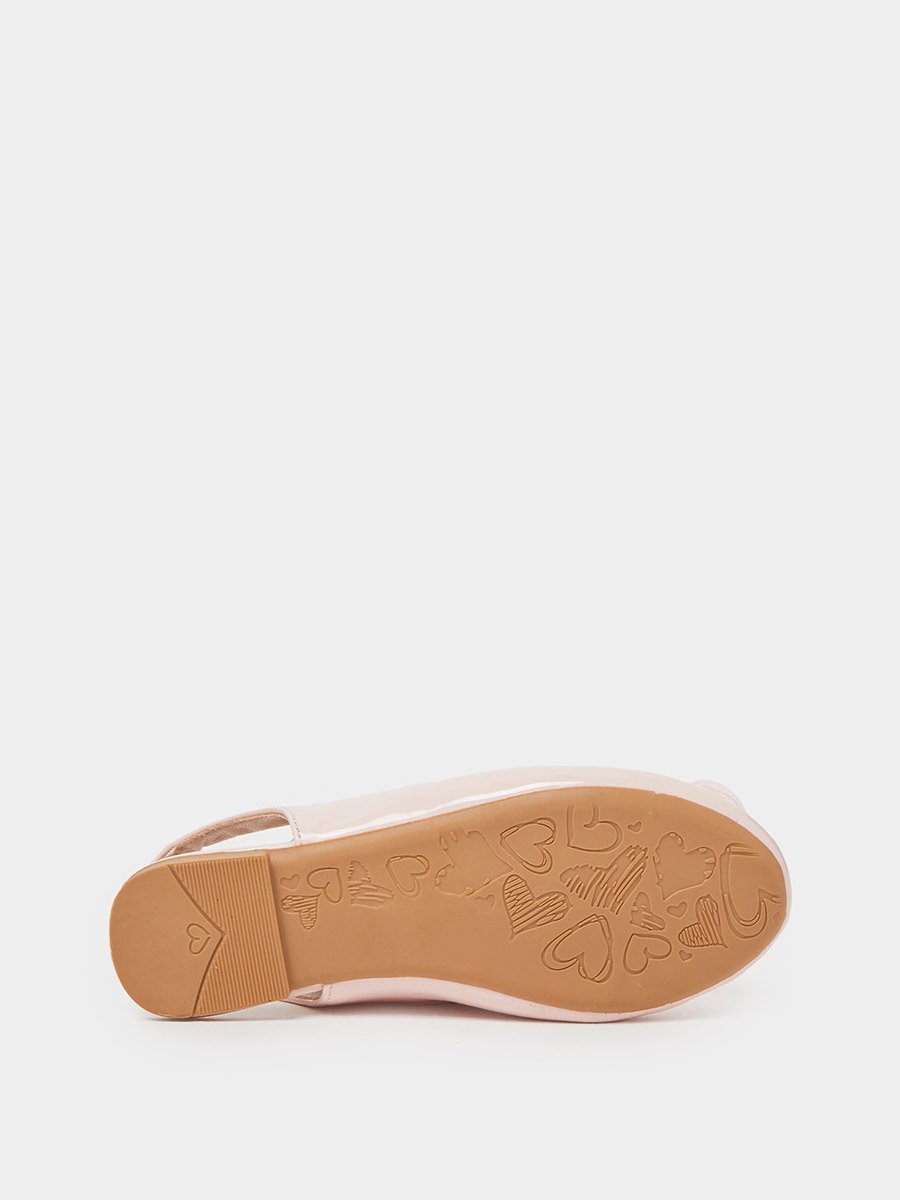 Girls Pink Slingback Ballerinas with Flower Detail