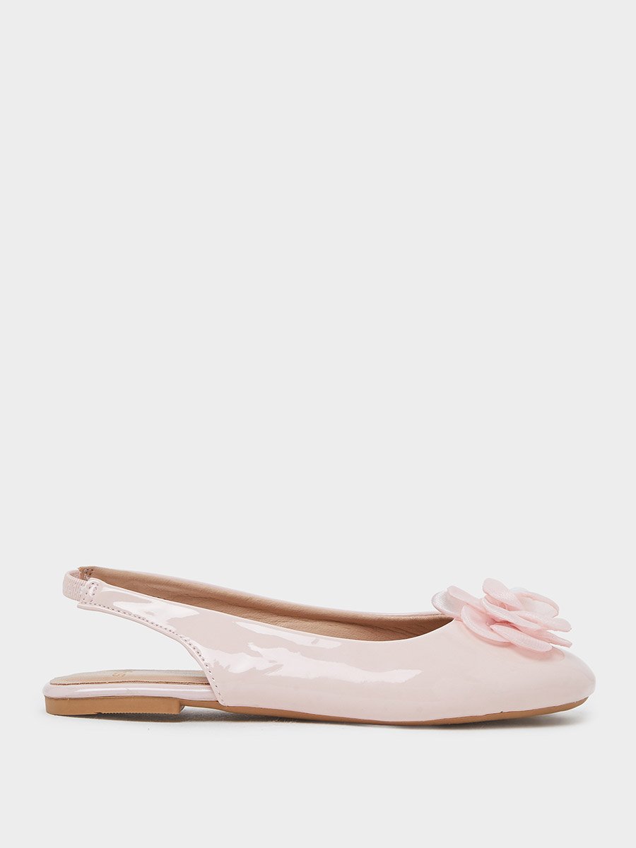 Teen Girls Patent Slingback Ballerinas with Flower Detail