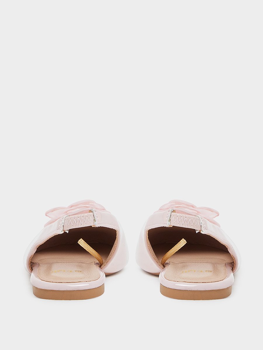 Teen Girls Patent Slingback Ballerinas with Flower Detail