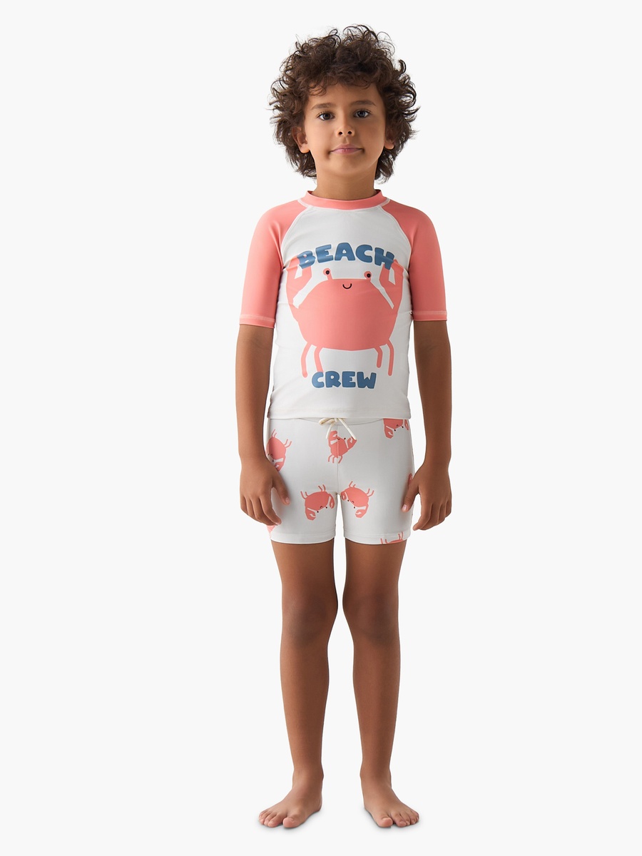 Boys Crab Print Rash Guard Set