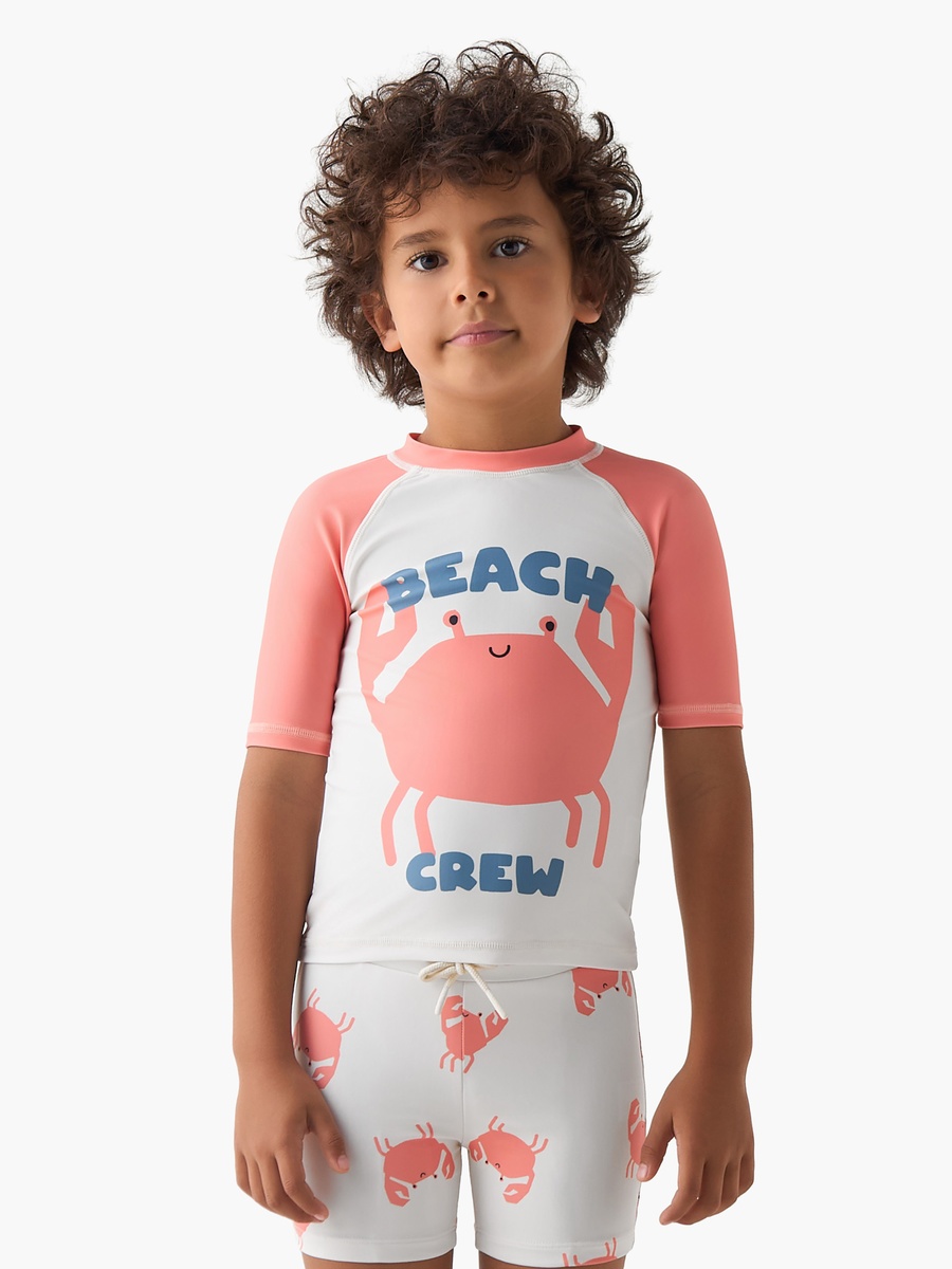 Boys Crab Print Rash Guard Set