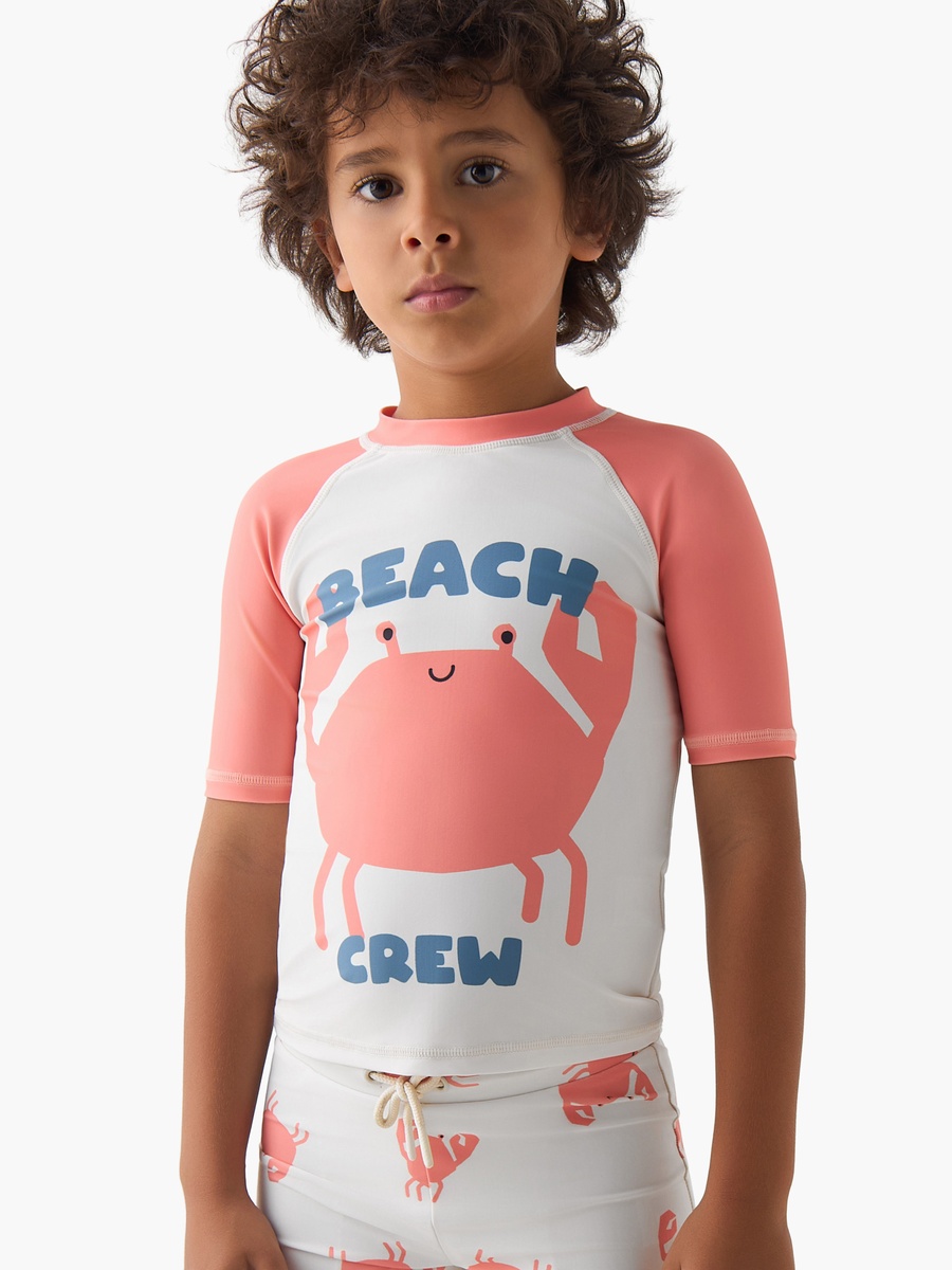 Boys Crab Print Rash Guard Set