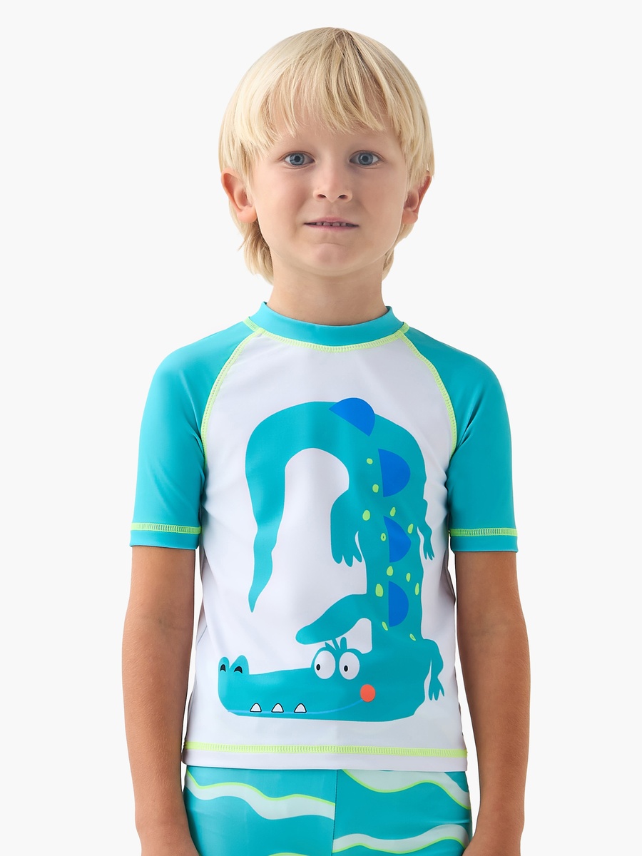 Boys Crocodile Print Rash Guard Set