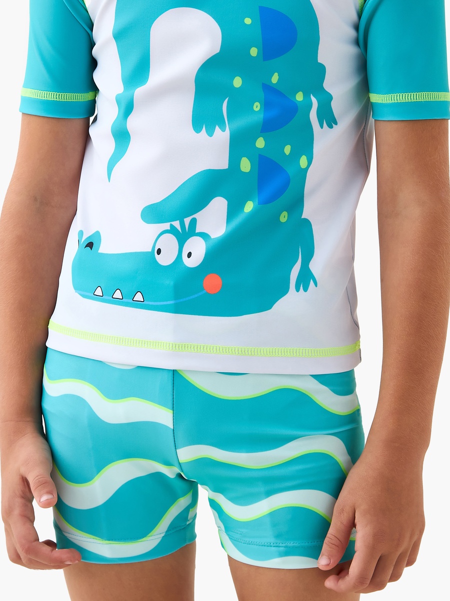 Boys Crocodile Print Rash Guard Set