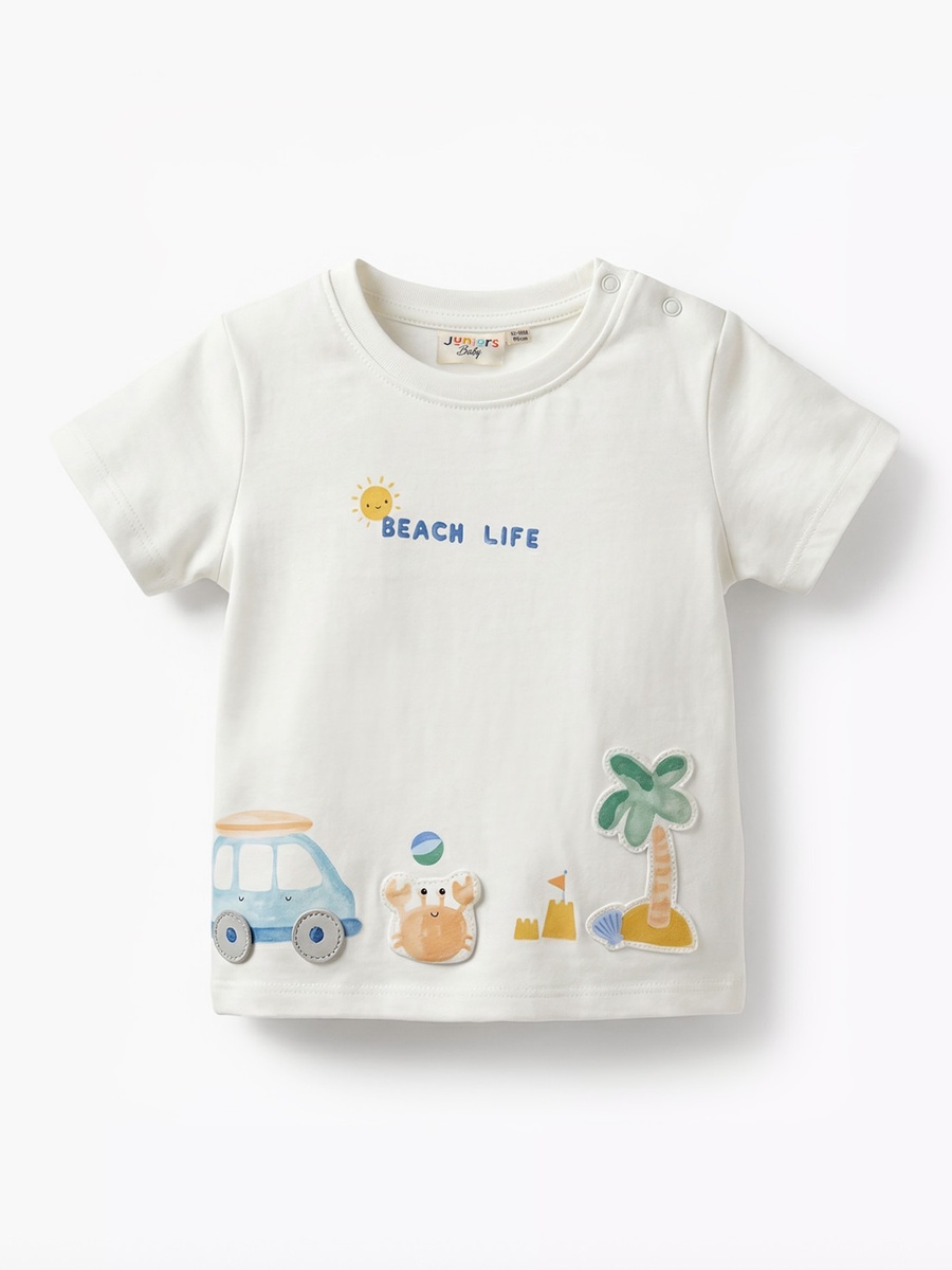 Set of 3 Crew Neck Short Sleeve T-Shirt and Shorts Set with Print