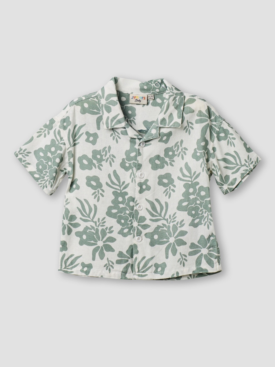 Collared Neck Short Sleeve Shirt and Shorts Set with Drawstring Closure