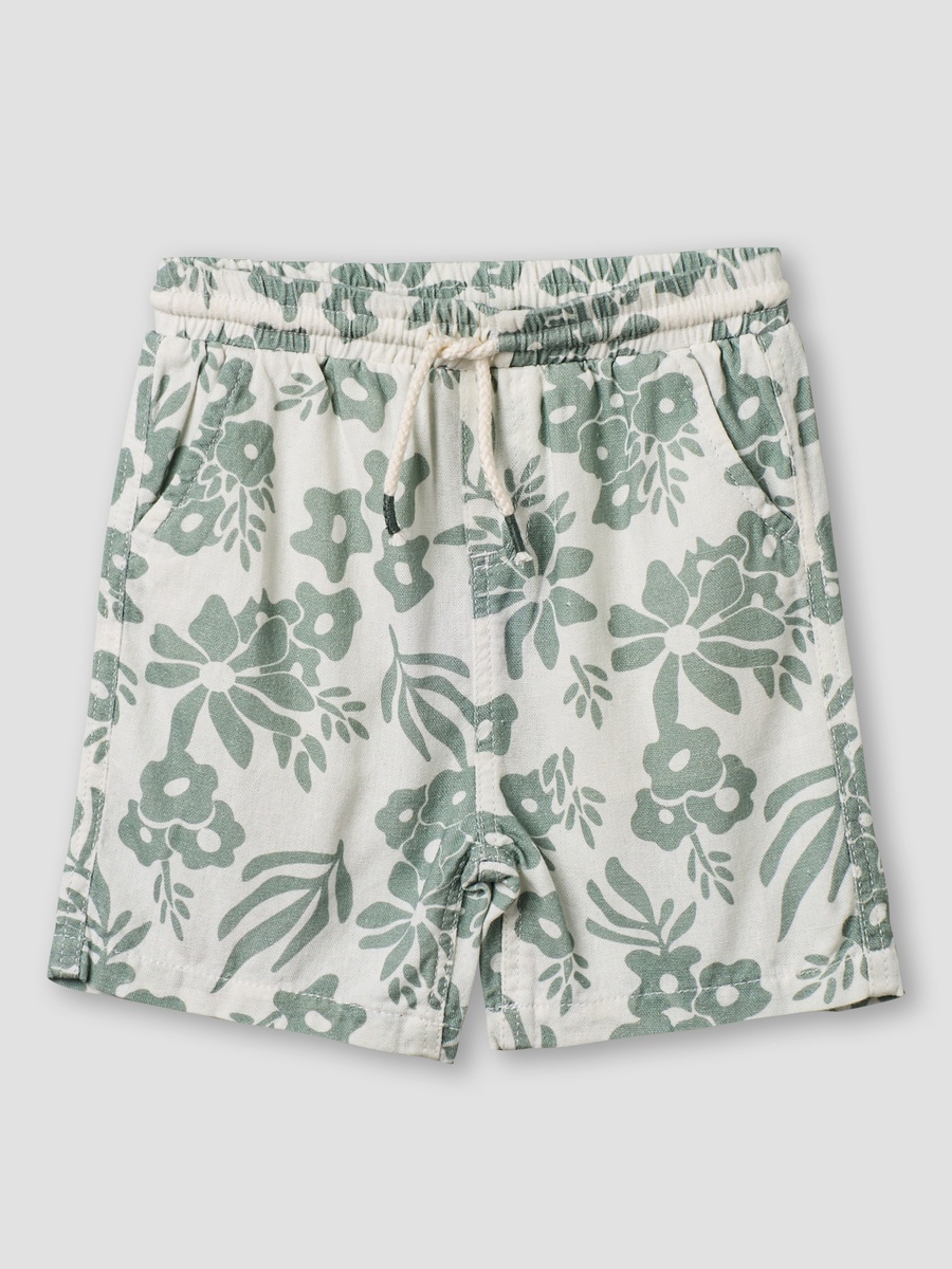 Collared Neck Short Sleeve Shirt and Shorts Set with Drawstring Closure