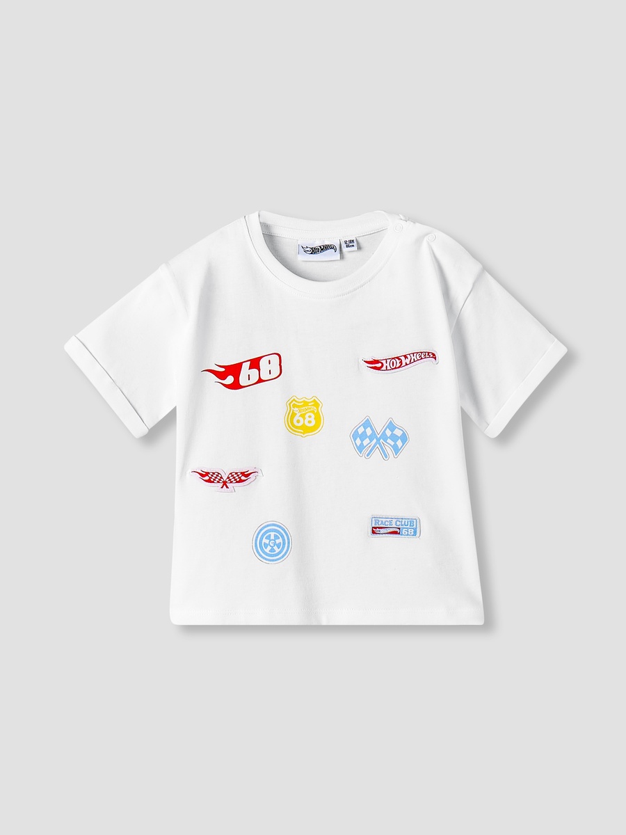 Crew Neck T-Shirt and Shorts Set with Hot Wheels Print