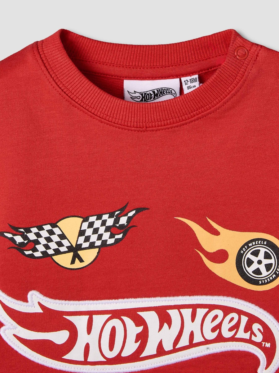 Crew Neck Short Sleeves T-Shirt and Shorts Set with Hot Wheels Print