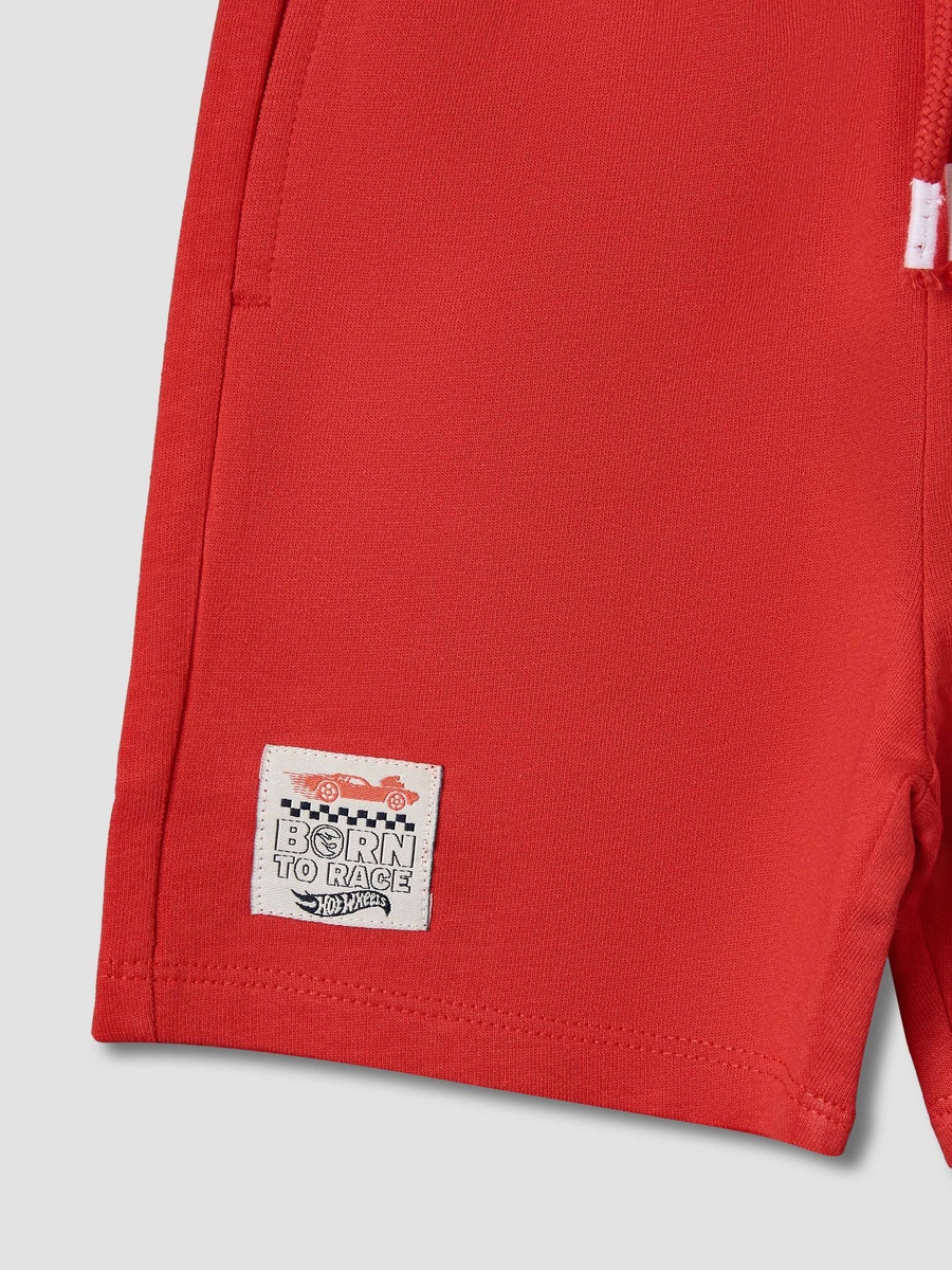 Crew Neck Short Sleeves T-Shirt and Shorts Set with Hot Wheels Print