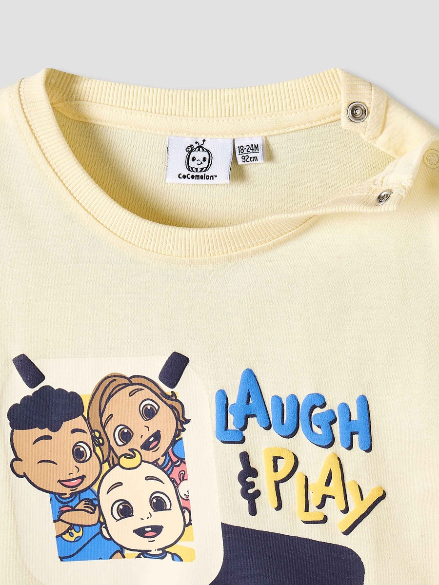Crew Neck Short Sleeves T-Shirt and Shorts Set with Cocomelon Print
