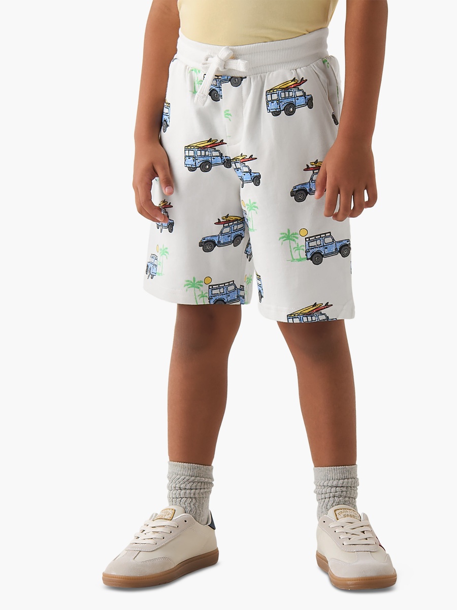 Set of 3 Crew Neck Short Sleeves T-Shirt and Shorts Set with Vehicle Print
