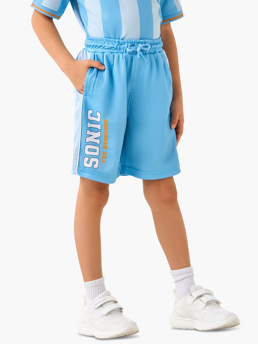 Collared Short Sleeves T-Shirt and Shorts Set with Sonic Print