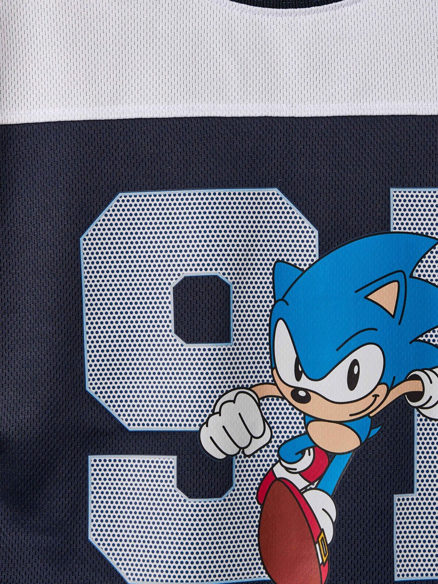 Crew Neck Short Sleeves T-Shirt and Shorts Set with Sonic the Hedgehog Print