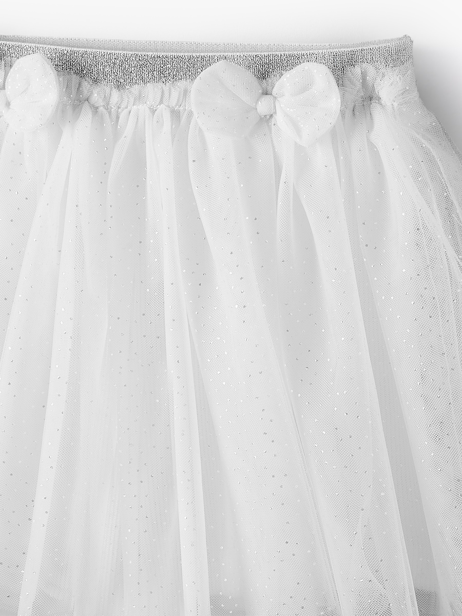 Ruffle Neck Short Sleeves Top and Skirt Set with Embellished Design