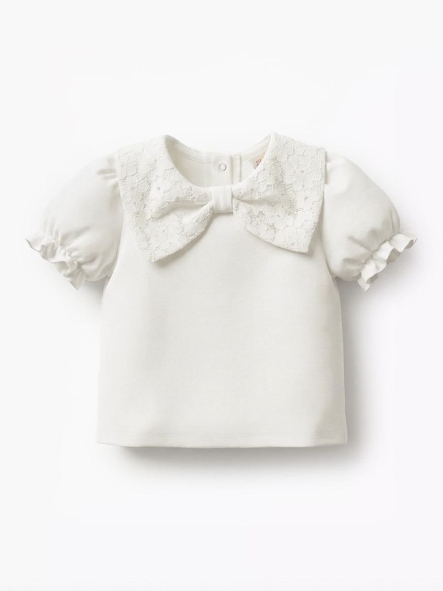 Round Neck Short Sleeves Top and Jeans Set with Bow Detail