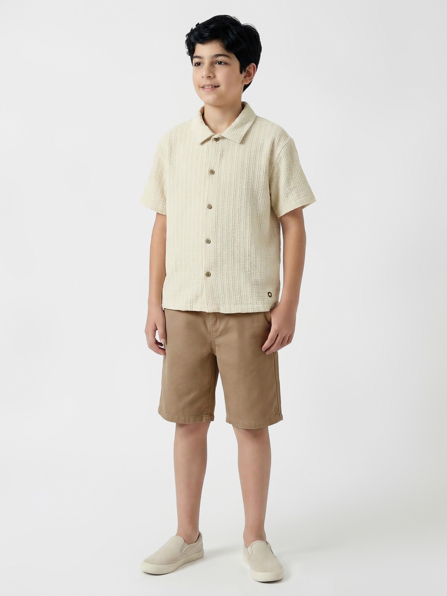 Collared Short Sleeve Shirt and Shorts Set with Pockets