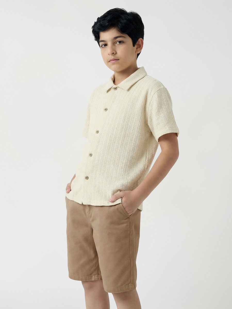 Collared Short Sleeve Shirt and Shorts Set with Pockets