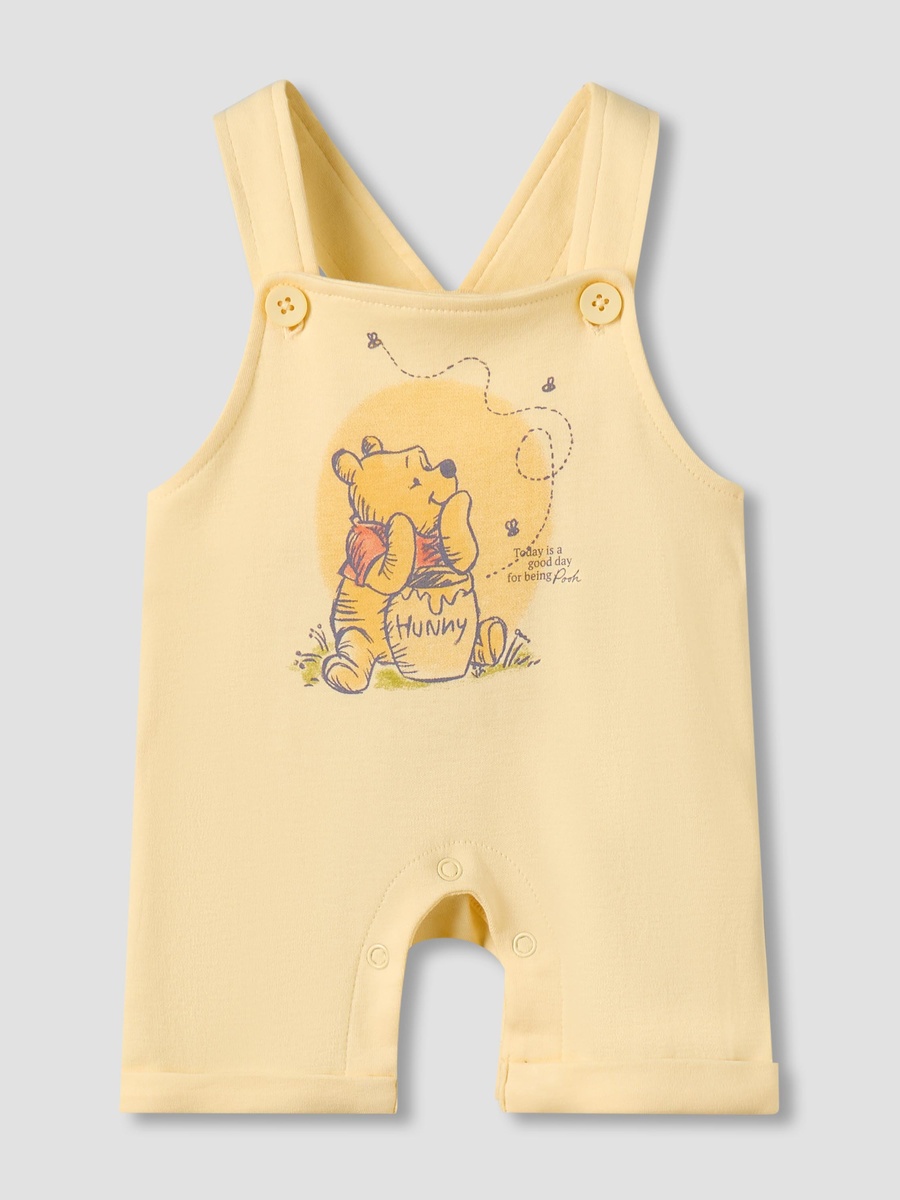 Crew Neck Short Sleeves T-Shirt and Dungaree Set with Winnie the Pooh Print