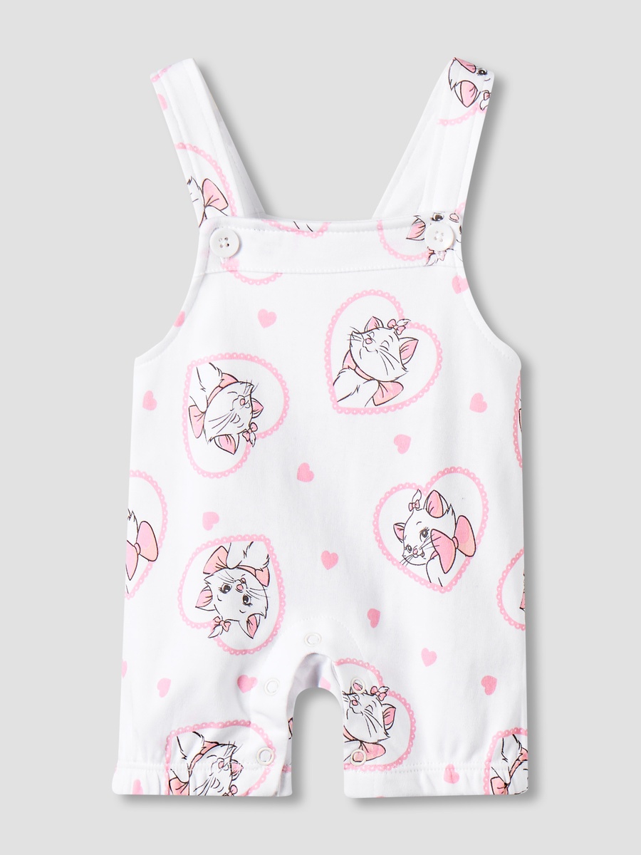 Round Neck Short Sleeves T-Shirt and Dungaree Set with Marie Print