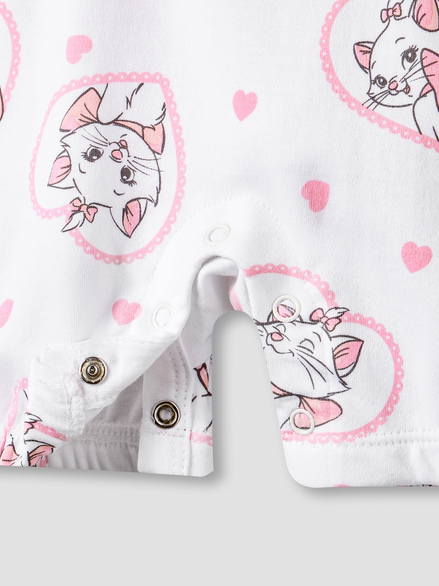Round Neck Short Sleeves T-Shirt and Dungaree Set with Marie Print