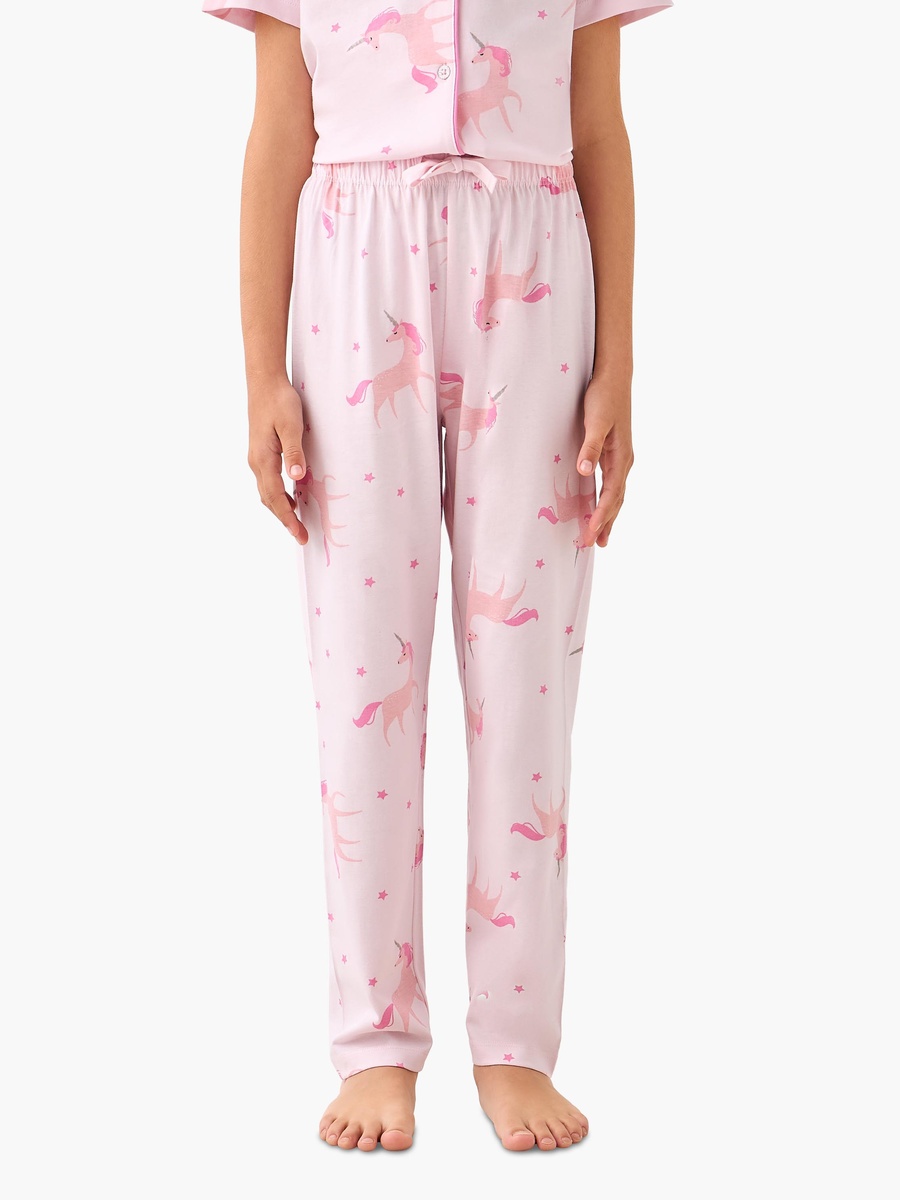 Cotton Collared Short Sleeves Pyjama Set with Unicorn Print