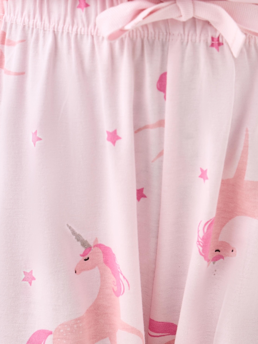 Cotton Collared Short Sleeves Pyjama Set with Unicorn Print