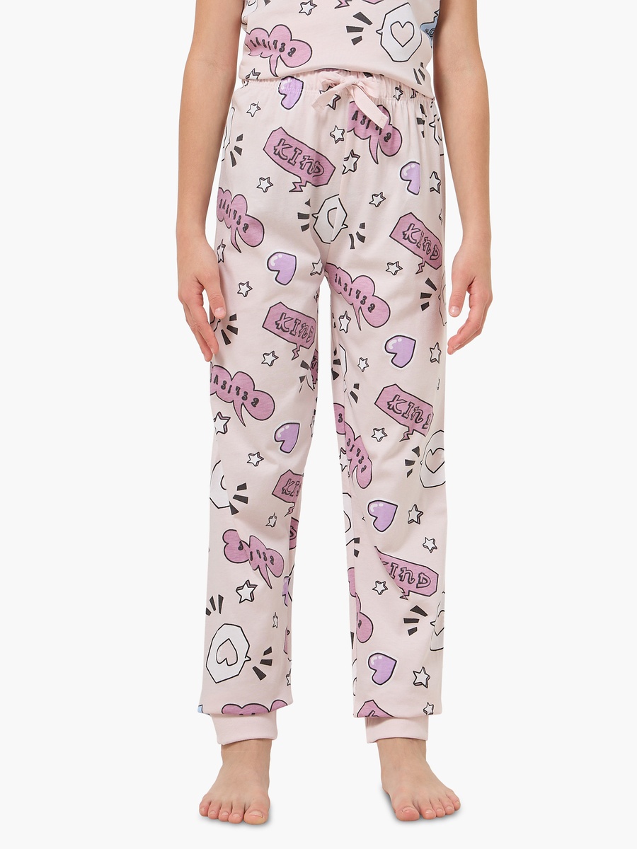 Cotton Crew Neck Short Sleeve Pyjama Set with Print